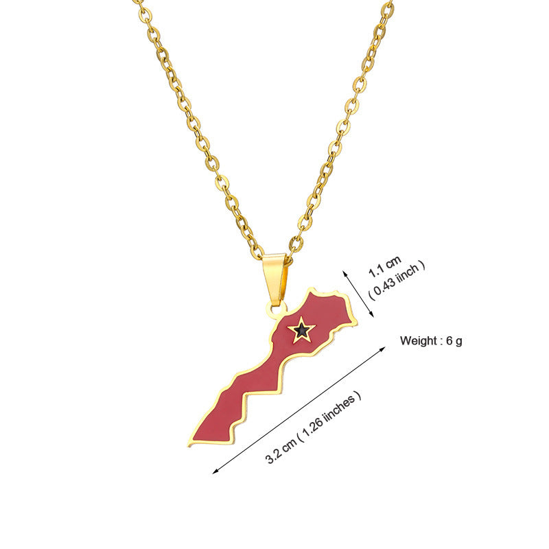 Morocco Map Pendant Necklace