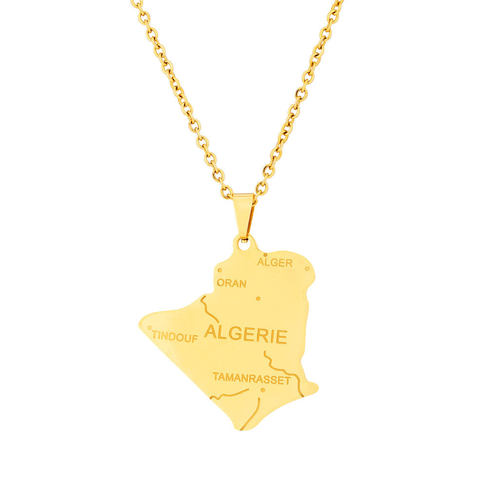 Algeria Map Pendant Necklace