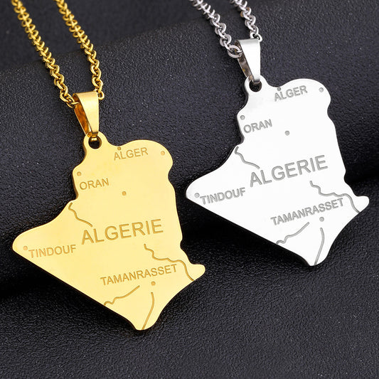 Algeria Map Pendant Necklace