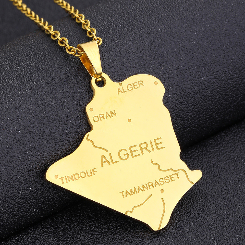 Algeria Map Pendant Necklace